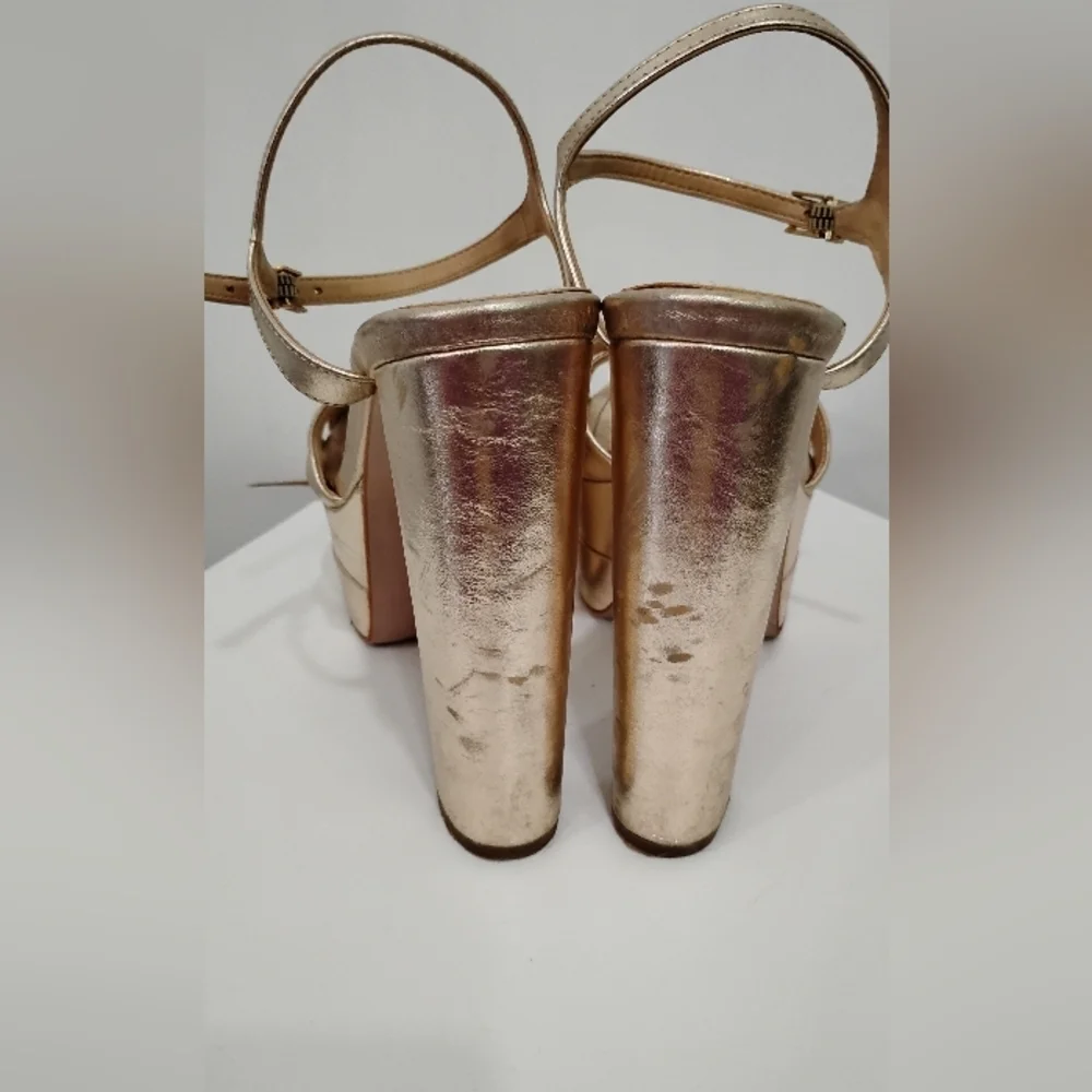 ROSE GOLD LEATHER PLATFORM SANDALS